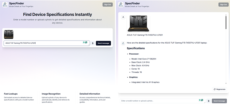 SpecFinder custom ai solutions by Uran